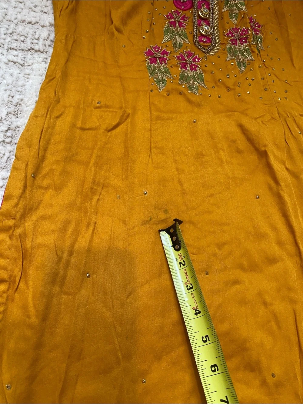 Mustard Embroidered  Women's Cotton Salwar suit with Duptta